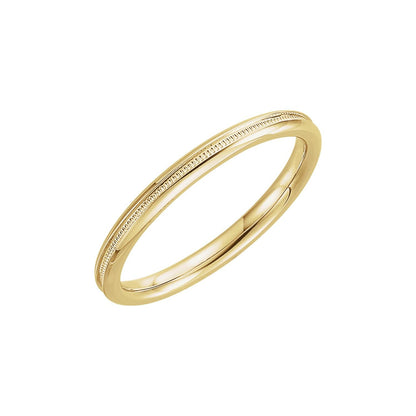 Milgrain Comfort-Fit Half Round Band, 2 mm