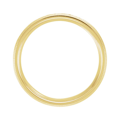 1/6 CTW Natural Diamond Double Milgrain Edge Comfort-Fit Half Round Band, 5 mm