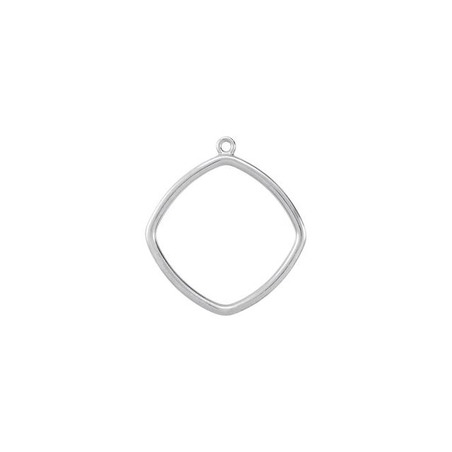 14K White Gold Cushion Geometric Dangle