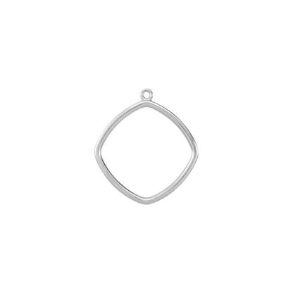 14K White Gold Cushion Geometric Dangle