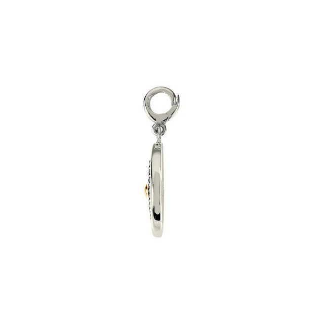 Sterling Silver & 14K Yellow Gold Floral Charm/Pendant, 18 x 15.25 mm