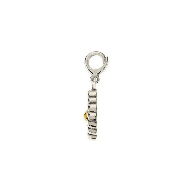 Sterling Silver & 14K Yellow Gold Floral Charm/Pendant, 15 x 12.5 mm