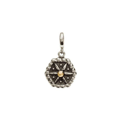 Sterling Silver & 14K Yellow Gold Floral Charm/Pendant, 15 x 12.5 mm
