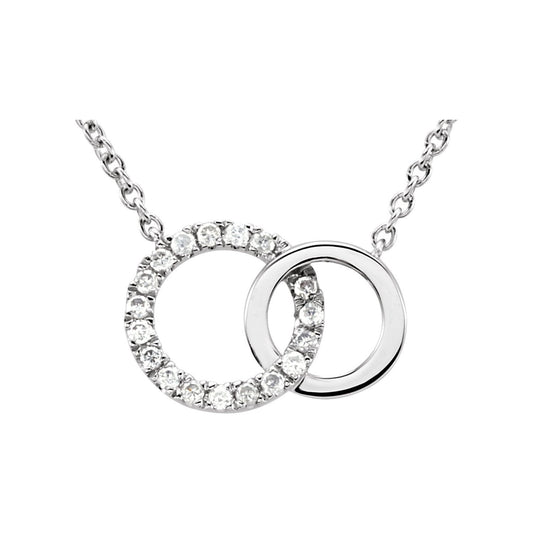 14K White Gold .06 CTW Natural Diamond Circle 18" Necklace
