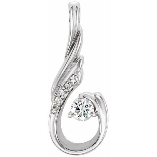 14K White Gold 1/10 CTW Natural Diamond Pendant