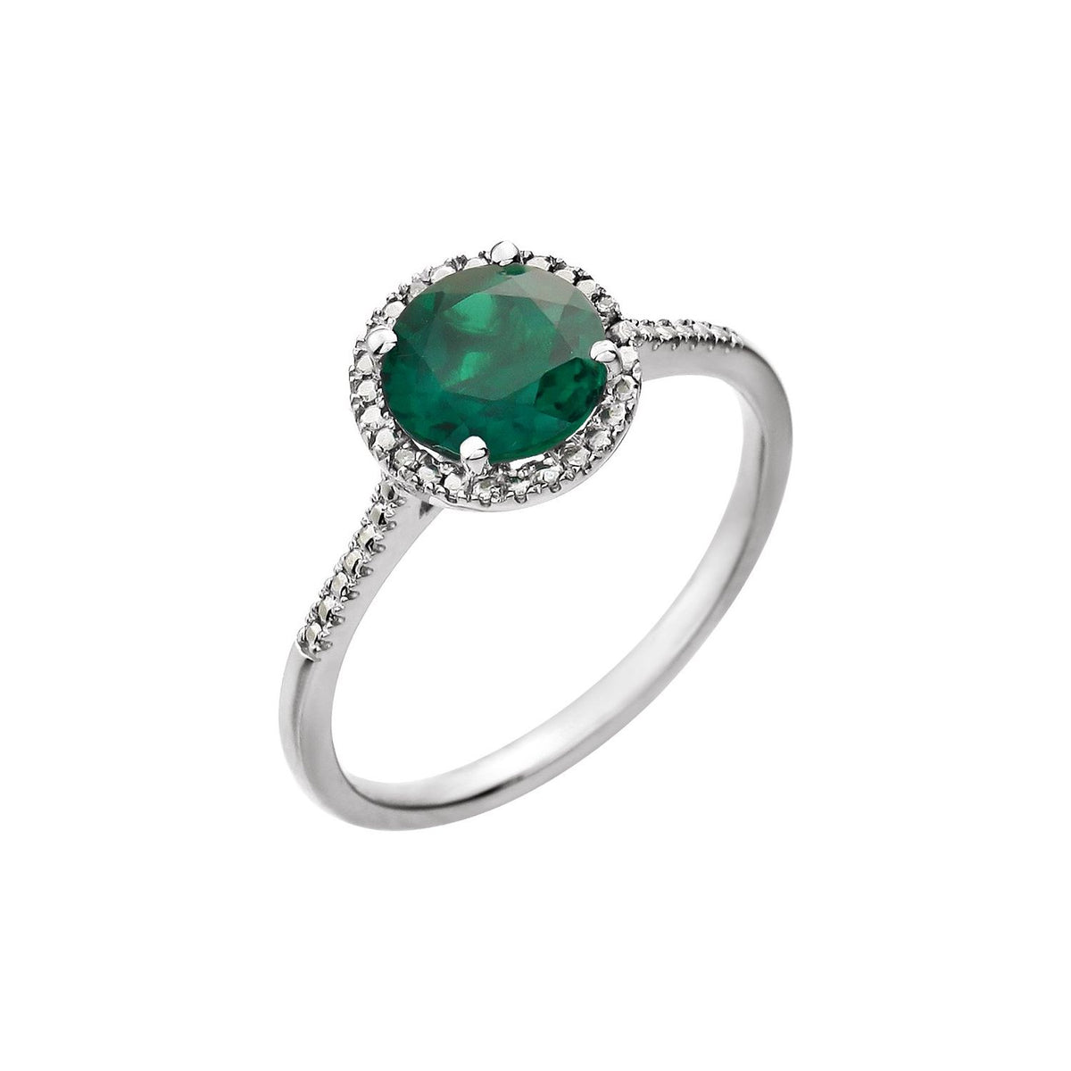 Sterling Silver Lab-Grown White Sapphire & .01 CTW Natural Diamond Ring
