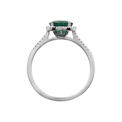 Sterling Silver Lab-Grown White Sapphire & .01 CTW Natural Diamond Ring