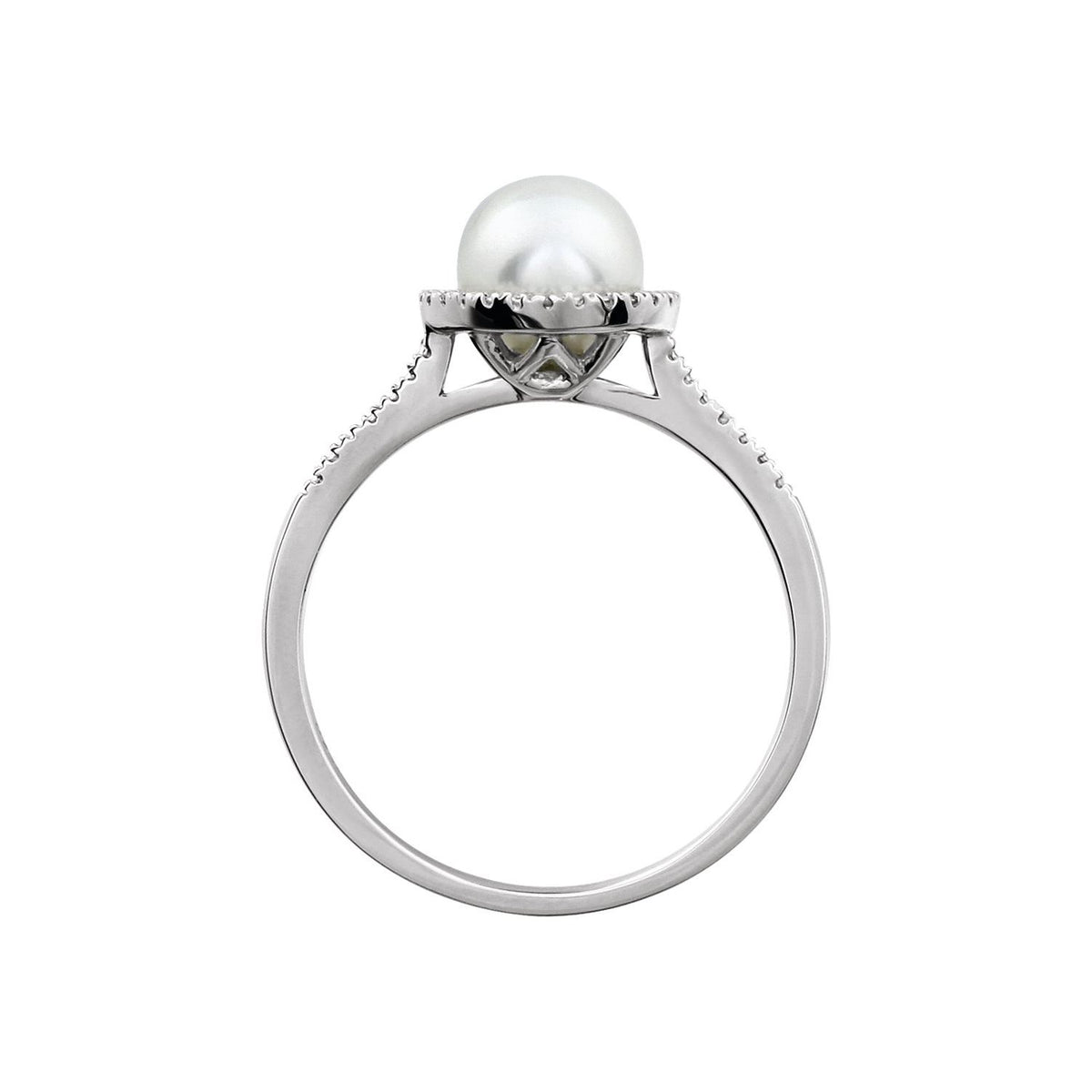 Sterling Silver Cultured White Freshwater Pearl & .01 CTW Natural Diamond Ring