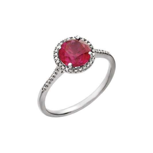 Sterling Silver Lab-Grown Ruby & .01 CTW Natural Diamond Ring, 9.7 mm
