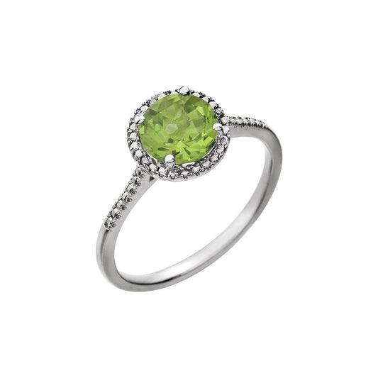 Sterling Silver Natural Peridot & .01 CTW Natural Diamond Ring