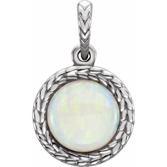 14K White Gold Natural White Opal Pendant