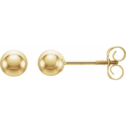 14K Yellow Gold Ball Stud Earrings