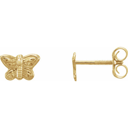 14K Yellow Gold Butterfly Earrings