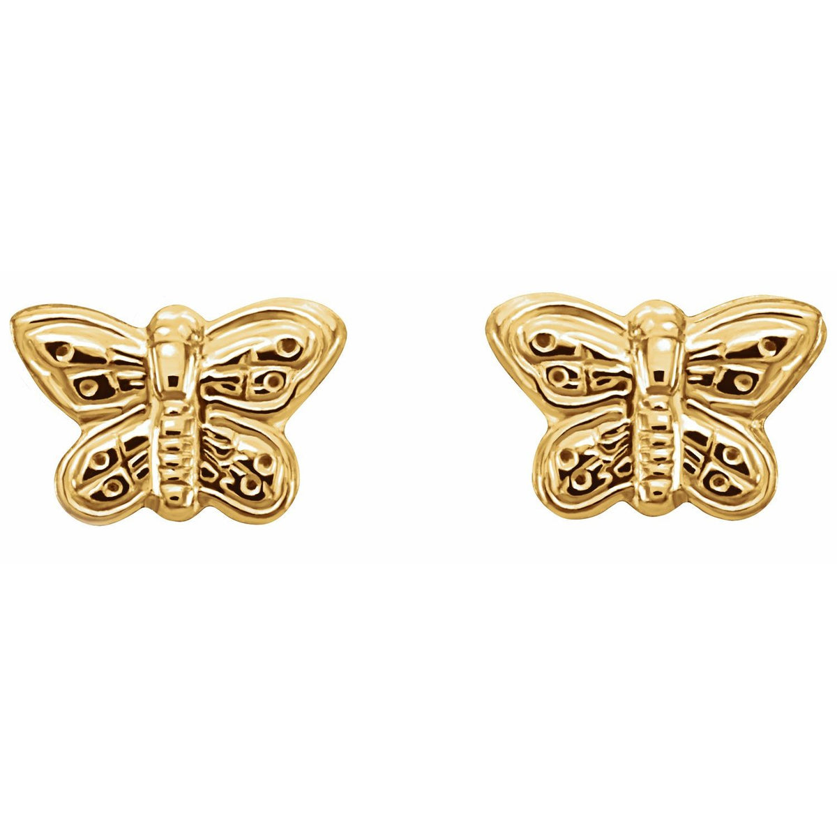 14K Yellow Gold Butterfly Earrings