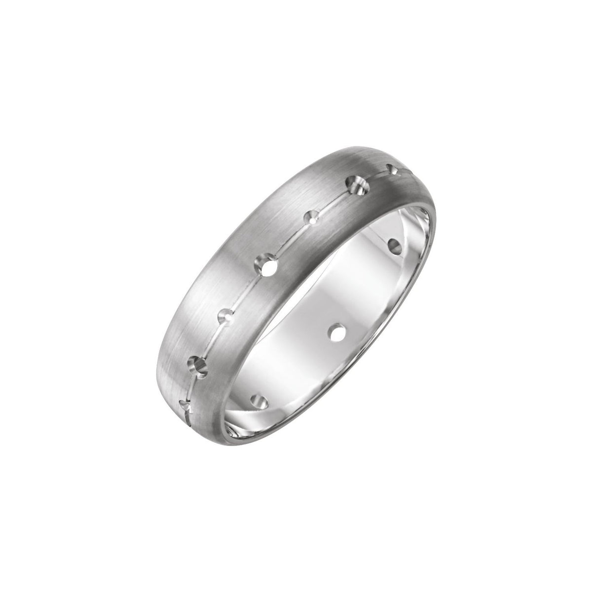 14K White Gold 1/2 CTW Natural Diamond Grooved Band with Brush Finish