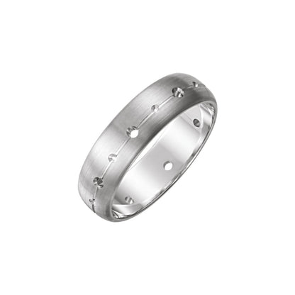 14K White Gold 1/2 CTW Natural Diamond Grooved Band with Brush Finish
