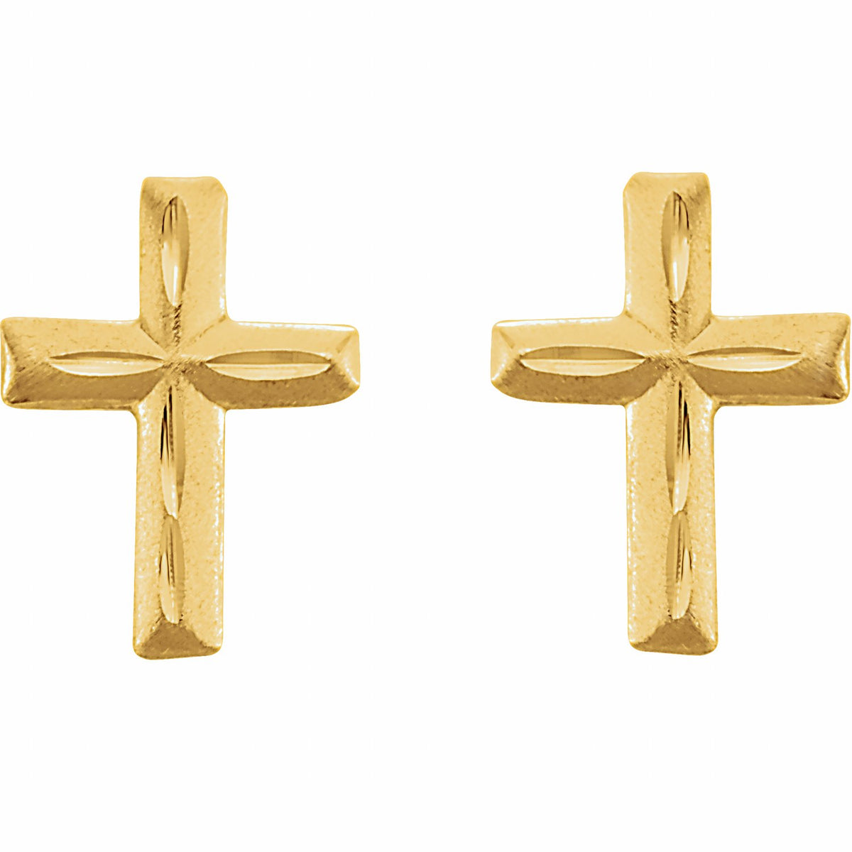14K Yellow Gold Youth Cross Earrings