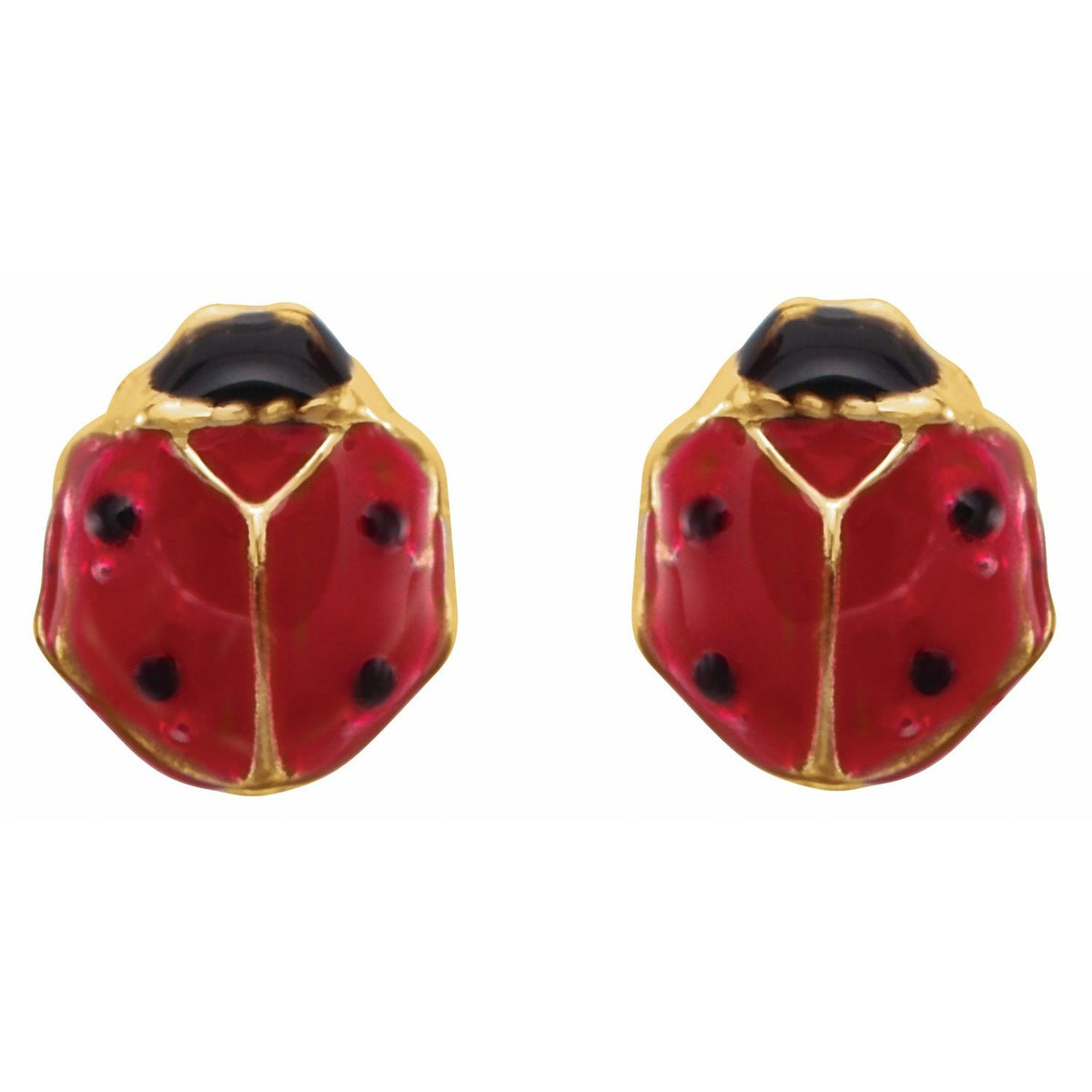 14K Yellow Gold Youth Ladybug Earrings