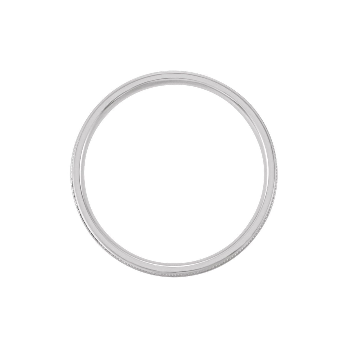 14K White Gold Flat Edge Comfort-Fit Band with Milgrain & Satin Finish