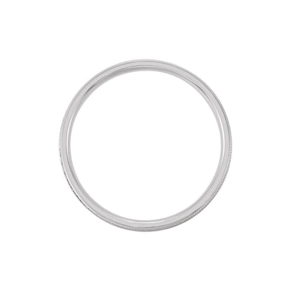 14K White Gold Flat Edge Comfort-Fit Band with Milgrain & Satin Finish