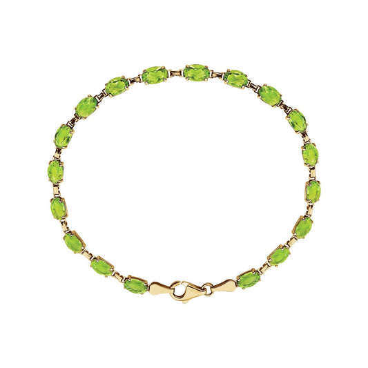 14K Yellow Gold Natural Peridot 7 1/4" Bracelet