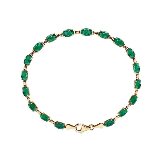 14K Yellow Gold Lab-Grown Emerald 7 1/4" Bracelet