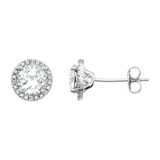 Sterling Silver Lab-Grown White Sapphire & .01 CTW Natural Diamond Earrings