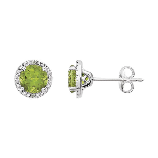 Sterling Silver Natural Peridot & .01 CTW Natural Diamond Earrings