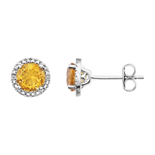 Sterling Silver Natural Citrine & .01 CTW Natural Diamond Earrings