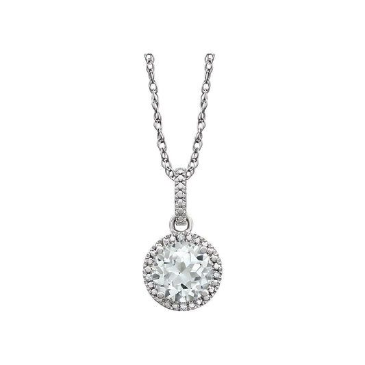 Sterling Silver Lab-Grown White Sapphire & .01 CTW Natural Diamond 18" Necklace, 12.1 x 9.4 mm