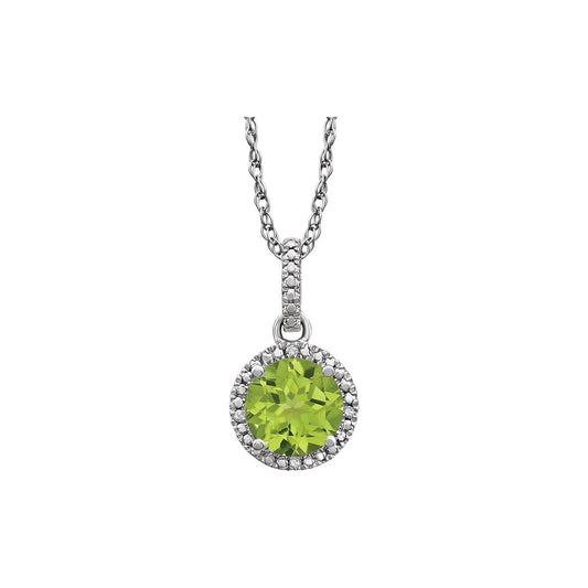 Sterling Silver Natural Peridot & .01 CTW Natural Diamond 18" Necklace, 12.1 x 9.4 mm