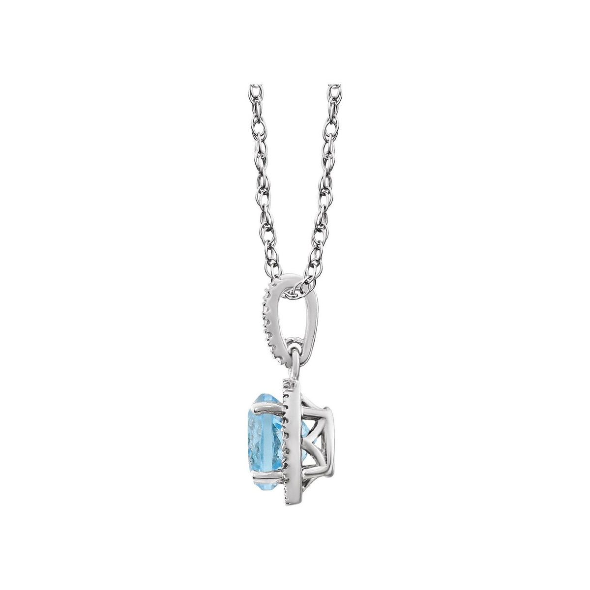 Sterling Silver Natural Sky Blue Topaz & .01 CTW Natural Diamond 18" Necklace, 12.1 x 9.4 mm