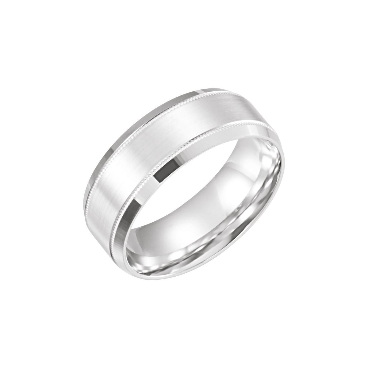 Milgrain Beveled-Edge Comfort-Fit Half Round Band