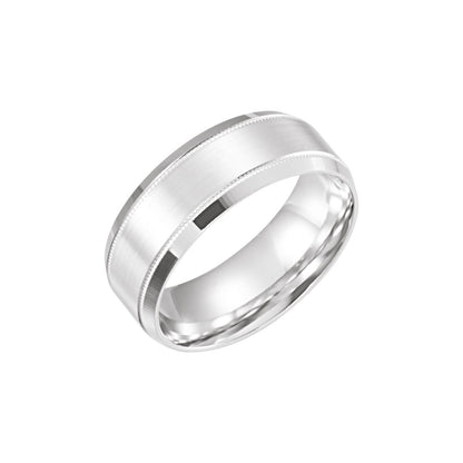 Milgrain Beveled-Edge Comfort-Fit Half Round Band