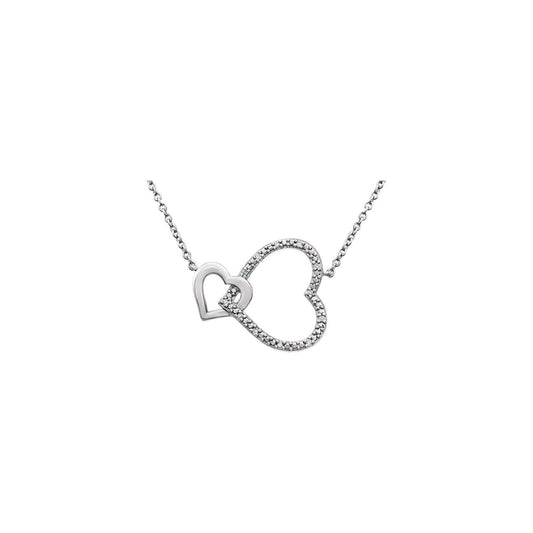 Sterling Silver .03 CTW Natural Diamond Interlocking Heart 18" Necklace