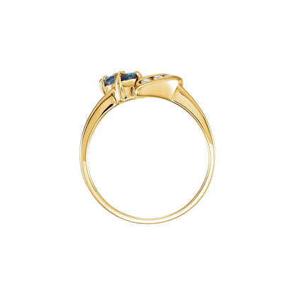 14K Yellow Gold Natural Blue Sapphire & .07 CTW Natural Diamond Ring