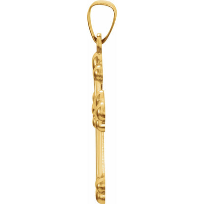 14K Yellow Gold Hollow Cross Pendant