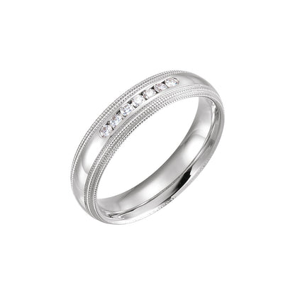 1/6 CTW Natural Diamond Double Milgrain Edge Comfort-Fit Half Round Band, 5 mm