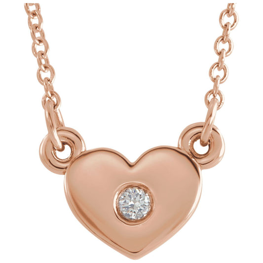 14K Rose Gold .03 CTW Natural Diamond Heart 16" Necklace