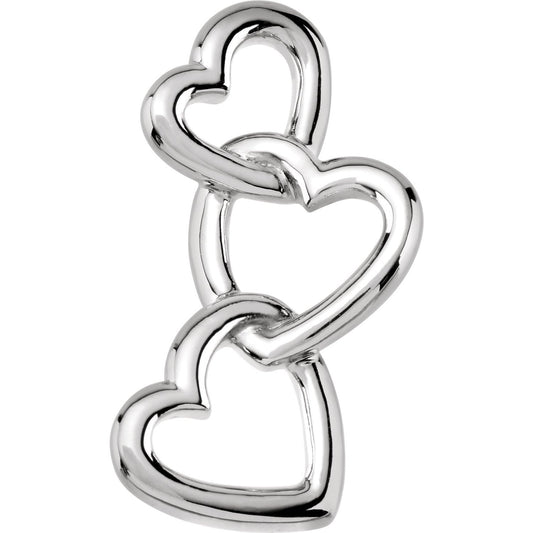 14K White Gold Interlocking Hearts Pendant