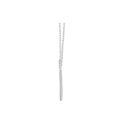 14K White Gold 1/8 CTW Natural Diamond V 16-18" Necklace