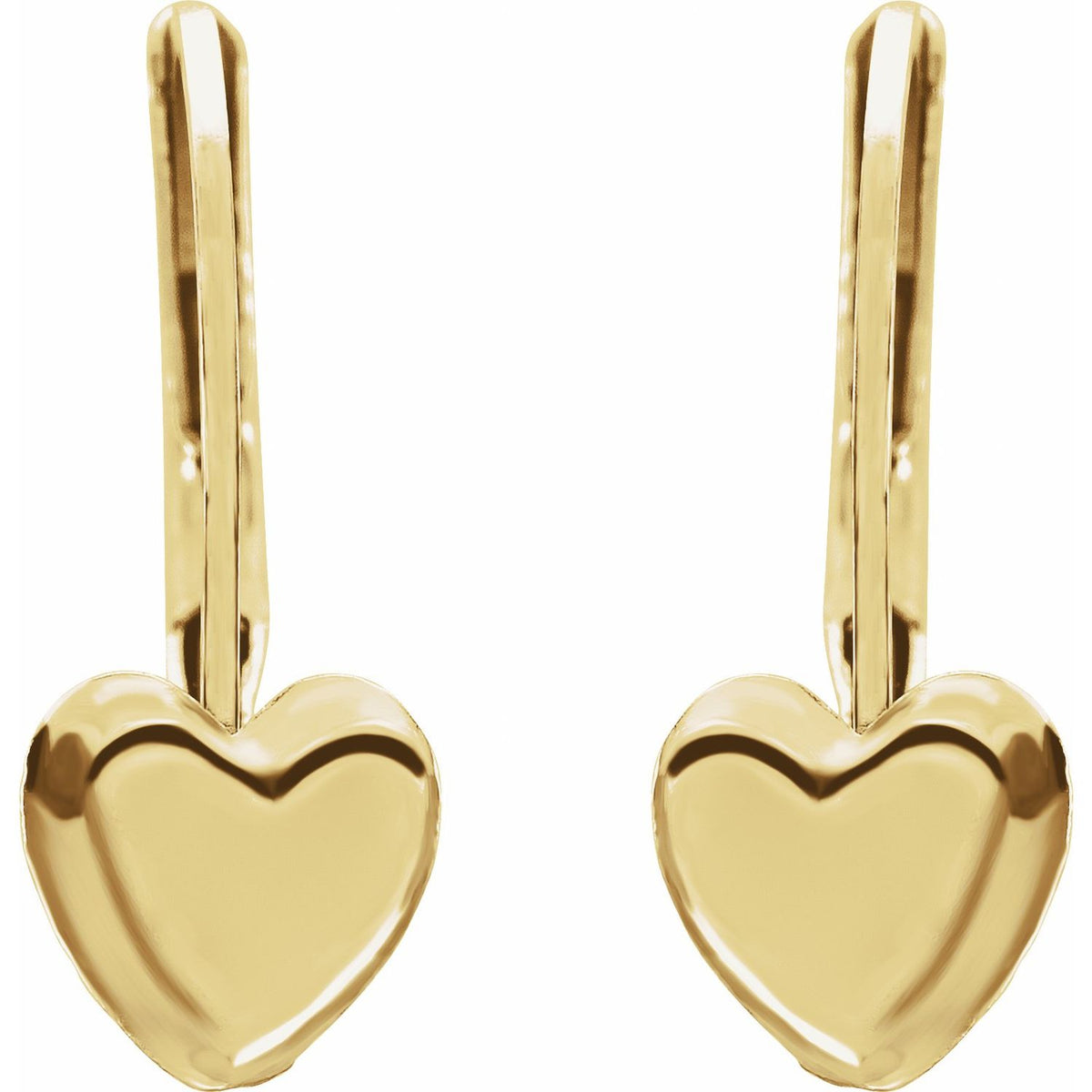 14K Yellow Gold Heart Earrings