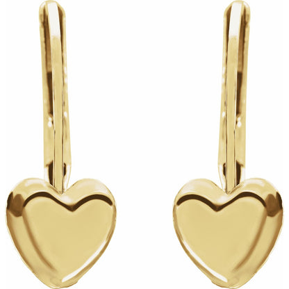 14K Yellow Gold Heart Earrings