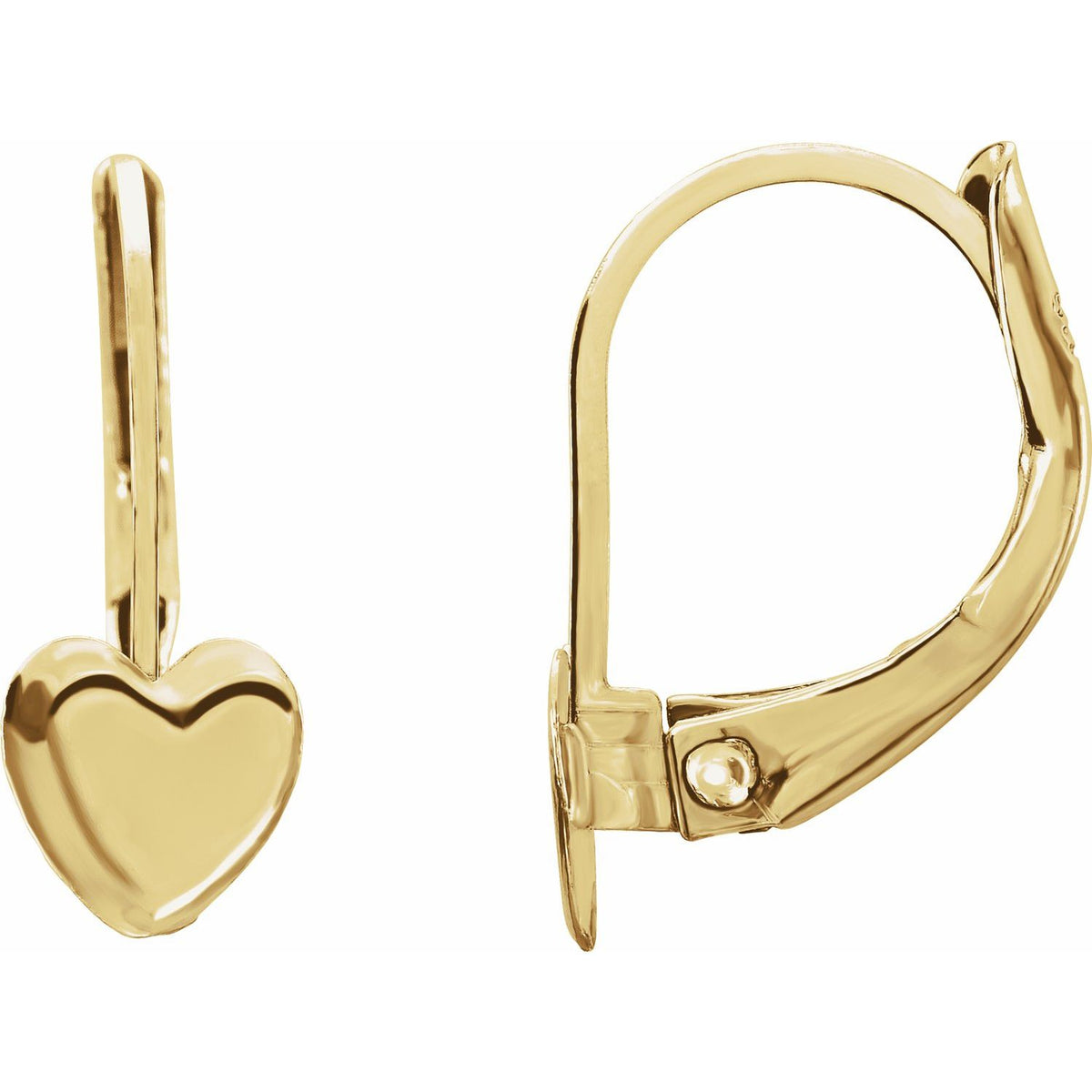 14K Yellow Gold Heart Earrings