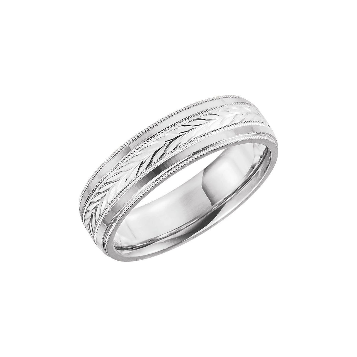Milgrain Wheat Pattern Comfort-Fit Half Round Band