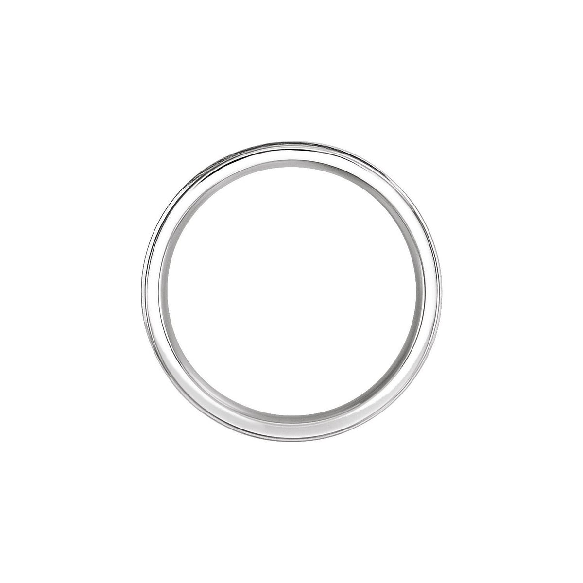 14K White Gold Stepped-Edge Grooved Comfort-Fit Flat Band