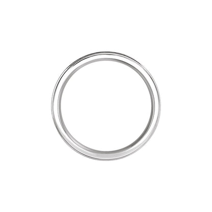 14K White Gold Stepped-Edge Grooved Comfort-Fit Flat Band