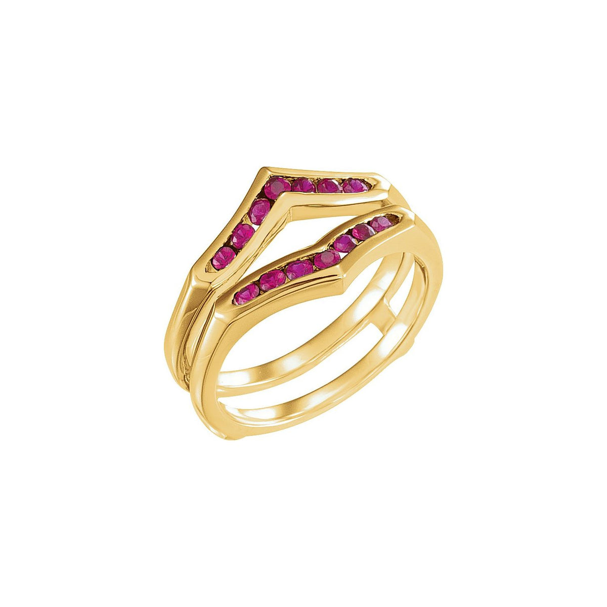 14K Yellow Gold Natural Ruby Ring Guard, Style 3
