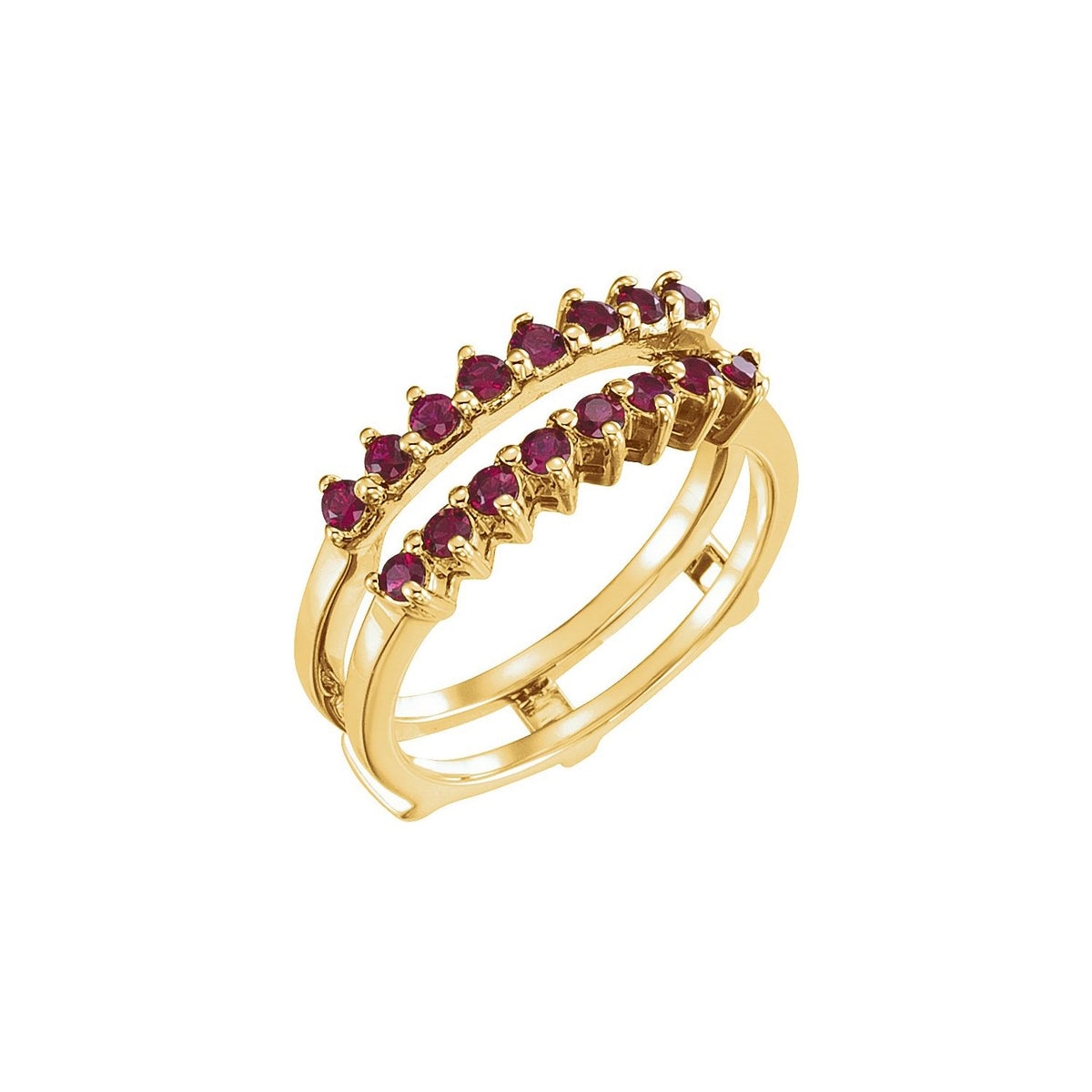 14K Yellow Gold Natural Ruby Ring Guard