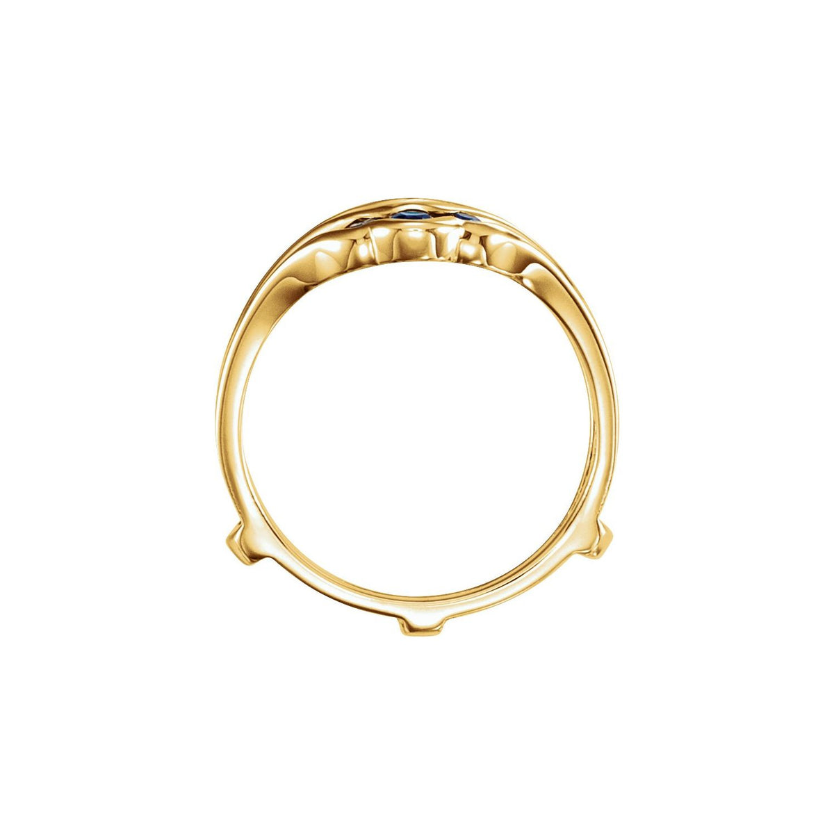 14K Yellow Gold Natural Blue Sapphire Ring Guard